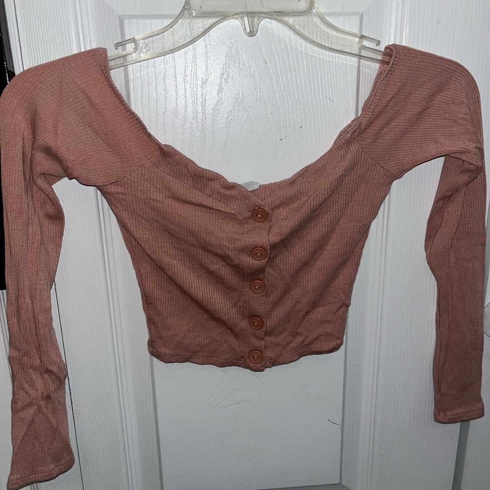 Off the shoulder button crop top